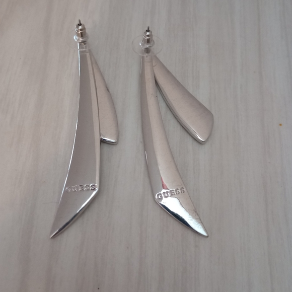 Guess Silver Tone holographic Earrings with RhinestoneStones  Women's Jewelry - Picture 5 of 14